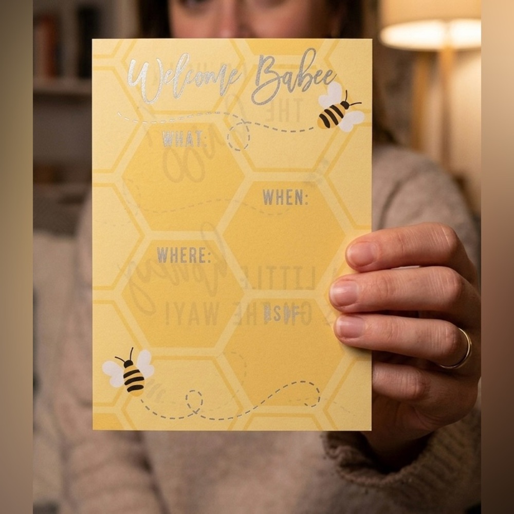 Sweet as Honey Bee Baby Shower Invitations - 10 Count Yellow Honeycomb Cards